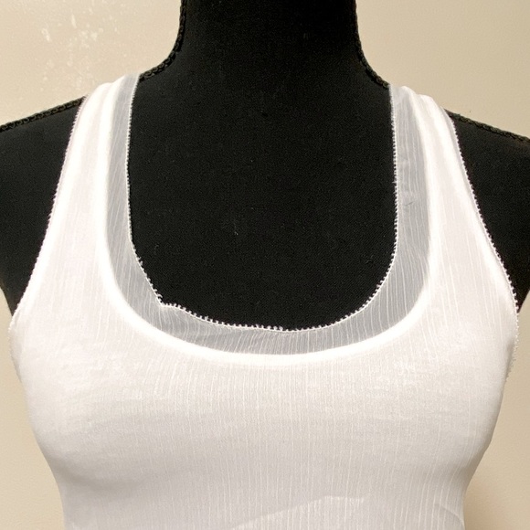 ANN TAYLOR White Tulle & Cotton Racerback Flowy Tanktop - Picture 7 of 16
